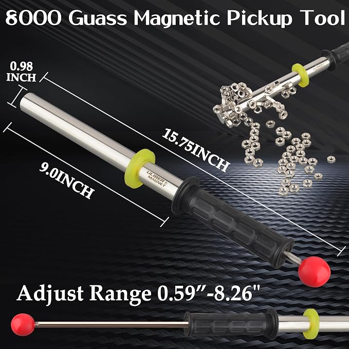 ULIBERMAGNET Magnetic Pickup Lifter, 8000 Gauss Neodymium Magnetic Lift Tool with Quick Release, Magnetic Chip Collector for Pickup Nails, Screws, and Metal Scraps