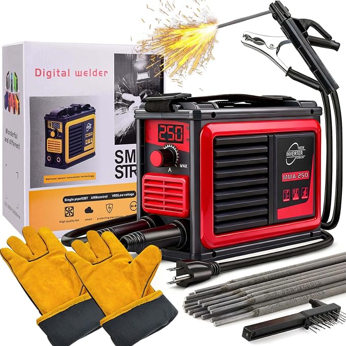 Welding Machine, Upgraded MMA-250A 110V Welder Machine,Portable Stick Welder IGBT Digital Display LCD,Home DIY Arc Welder,Hot Start Arc Force Anti-stick Mini Welder