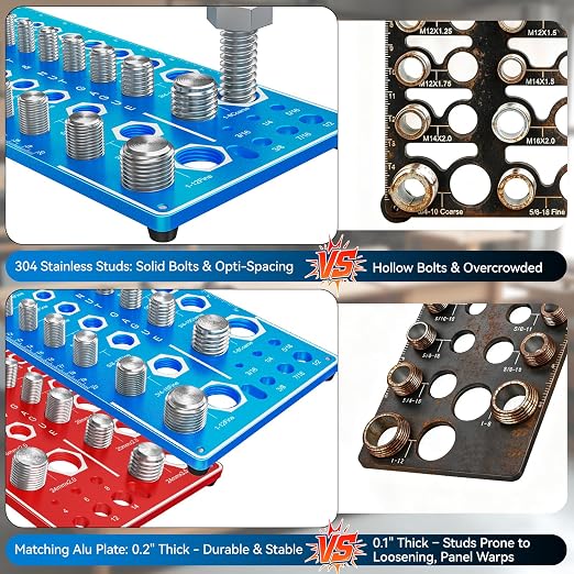 62 Nut and Bolt Thread Checker Standard and Metric, Bolt Size and Thread Gauge with 25 SAE & 25 Metric & 12 Drill Bit Gauge,Bolt and Nut Identifier Gauge for Nut Bolt Size Finder in Narrow Tricky Area
