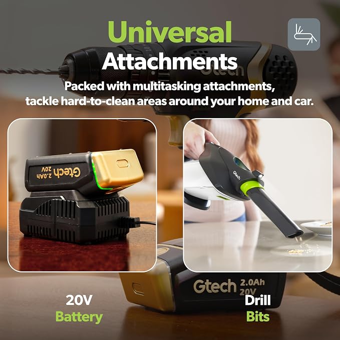 Gtech Combi Drill - Cordless Power Tool for DIY Projects, Home Tool Kit, and More - Includes Cordless Drill, Universal 20V Battery and Charger