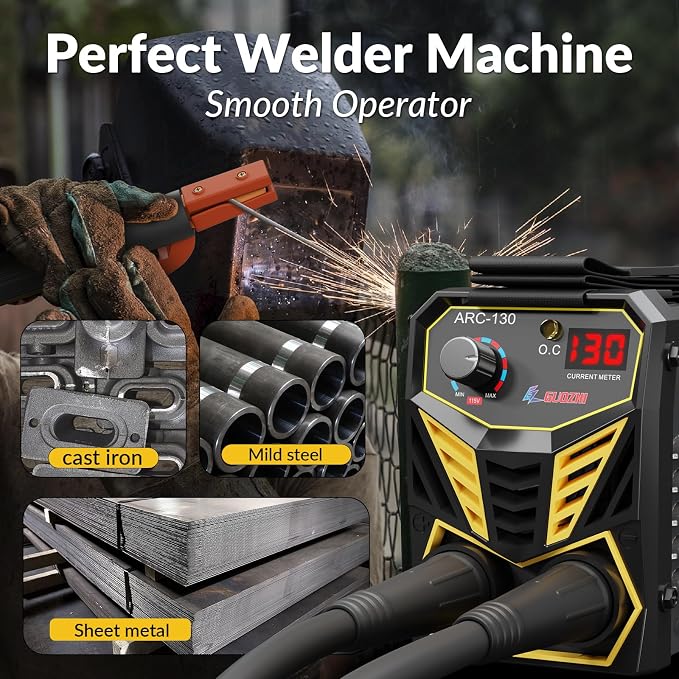 GZ GUOZHI Mini Stick Welder,Small and Portable, 110V 130A ARC MMA Welding Machine with Electrode Holder Cable & Work Clamp, IGBT Inverter Welder Digital Display, Welders Nomanlly at -68°F