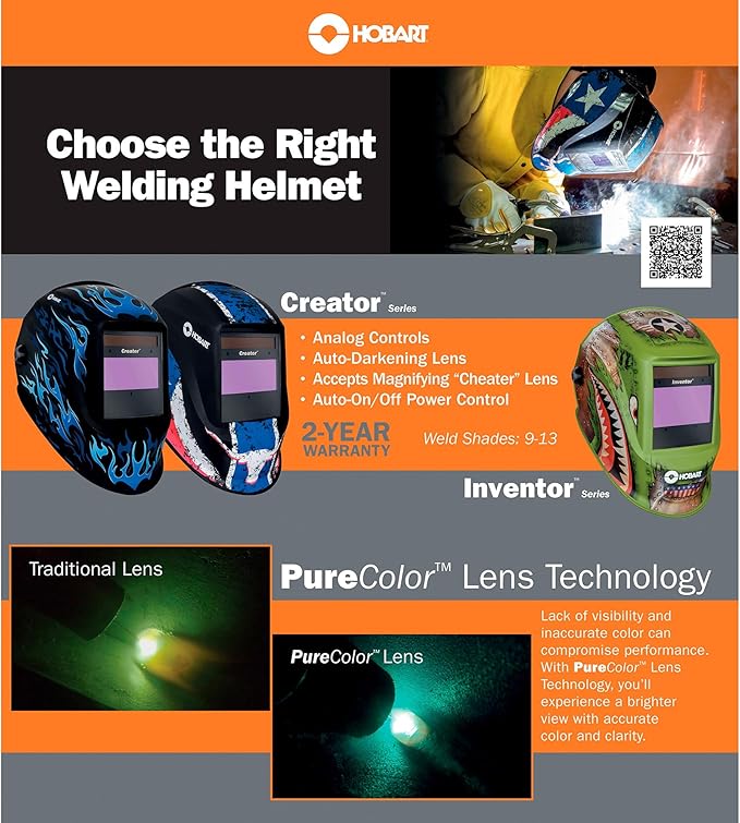 Hobart 770866 Auto-Darkening Welding Helmet, Black