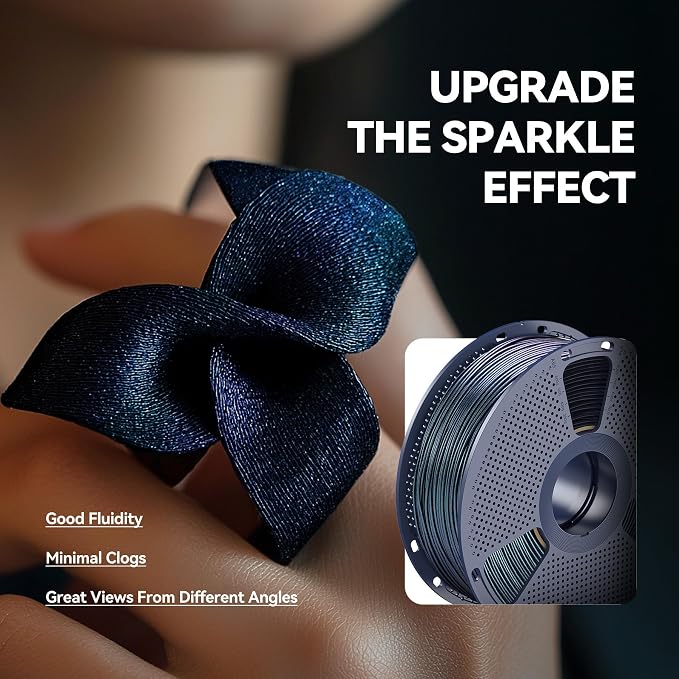 SUNLU Galaxy PLA 3D Printer Filament, Sparkling and Dazzling PLA Filament 1.75mm, Neatly Wound 3D Filament, Colorful Black, Dimensional Accuracy +/-0.02mm, 1KG Spool.(PLA Stardust Purple)