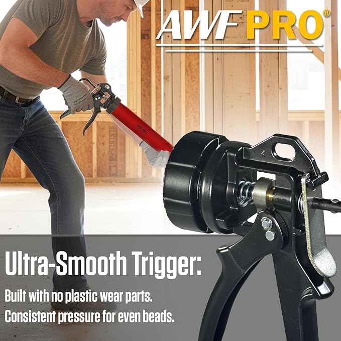 AWF PRO Sausage Caulking Gun, 20 oz Foil Pack and 10 oz Cartridge Convertible, 25:1 Thrust Ratio, Aluminum Barrel, Includes 3 Tips, Pack of 6