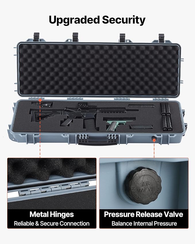VEVOR Rifle Case, Rifle Hard Case with 4 Layers Fully-protective Foams, Lockable Hard Gun Case with Wheels, IP67 Waterproof & Crushproof, for Rifles or Shotguns