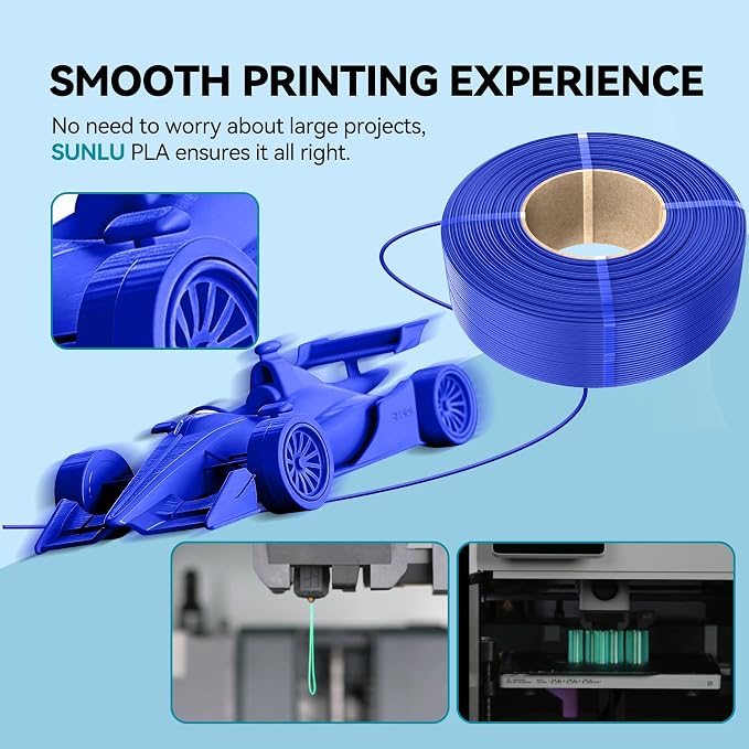 SUNLU Filament Refill 1.75mm,4 White | pla Refill 4kg,Suitable for Bambu Lab Filament and SUNLU Reusable spools,Dimensional Accuracy +/- 0.02 mm.