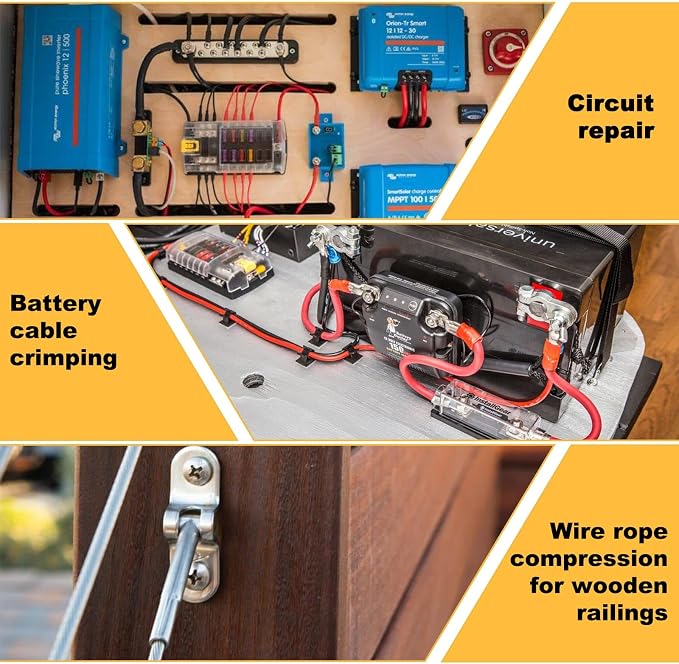 Hydraulic Cable Crimping Tool, Hydraulic Wire Crimper 12 AWG–2/0 AWG, Battery Cable Crimper Tool with 9 Hexagonal Dies, Copper Wire Lugs Crimper for US Standard Cable 12 ga-2/0 ga