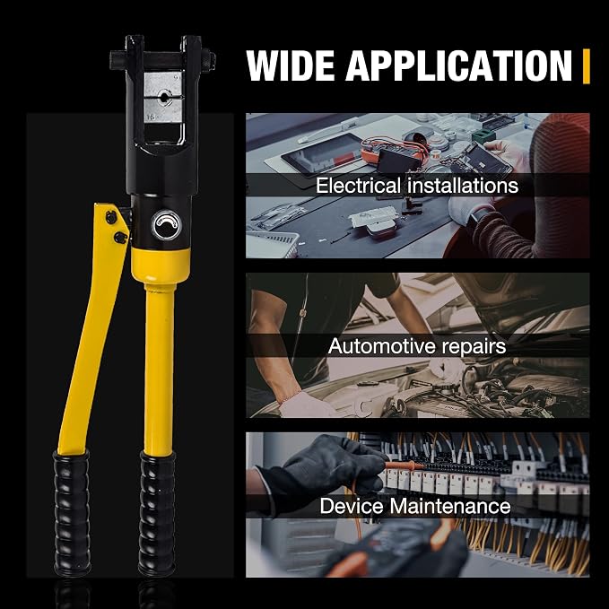 14T Hydraulic Crimping Tool 6AWG-500MCM Cable Crimping Tool 0.87 inch Stroke Hydraulic Lug Crimper Electrical Terminal Crimper with 10 Pairs of Die Sets, YQK-240