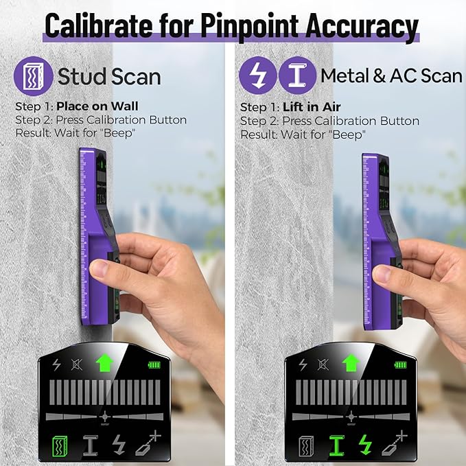 SUNMAY Stud Finder Wall Scanner,7-in-1 Stud Finder for Walls, Stud Detector Beam Finder for Wood Metal AC Live Wire Studs,Joists and Pipes,HD LCD Display,Accurate Positioning