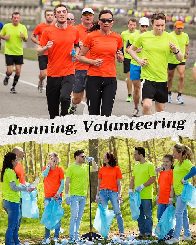 JaGely 24 Pcs Hi Vis T-Shirts for Men Bulk Safety Construction Workwear Unisex Quick Dry Breathable Moisture Wicking Shirts