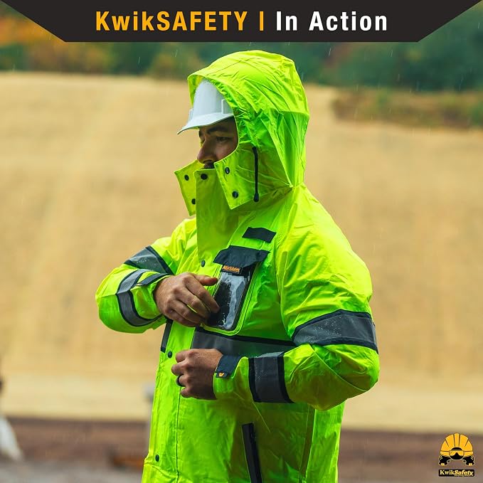 KwikSafety - Charlotte, NC - TORRENT Rain Jacket & Trench Coat ANSI OSHA Class 3 High Visibility Jacket Hi Vis Rain Gear