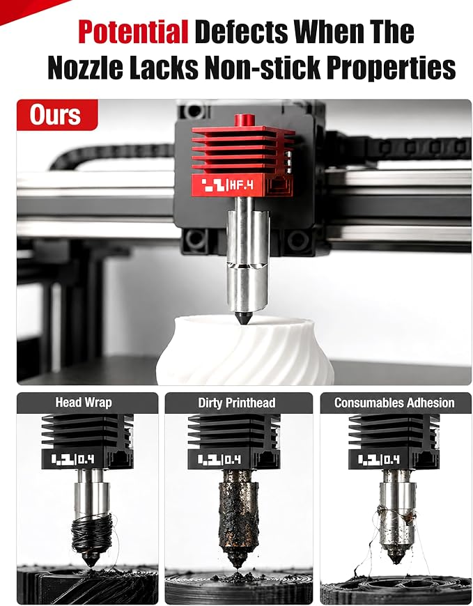 3Pcs High Flow P2S Hotend with MPVD Anti-Stick Hardened Steel Nozzle | Replacement for Bambu Lab P2S/X2D/A2L/H2D/H2S/H2C/A1/A1 Mini, Upgraded HF P2S Hotend for Reduced Clogging,Save 30% Print Time