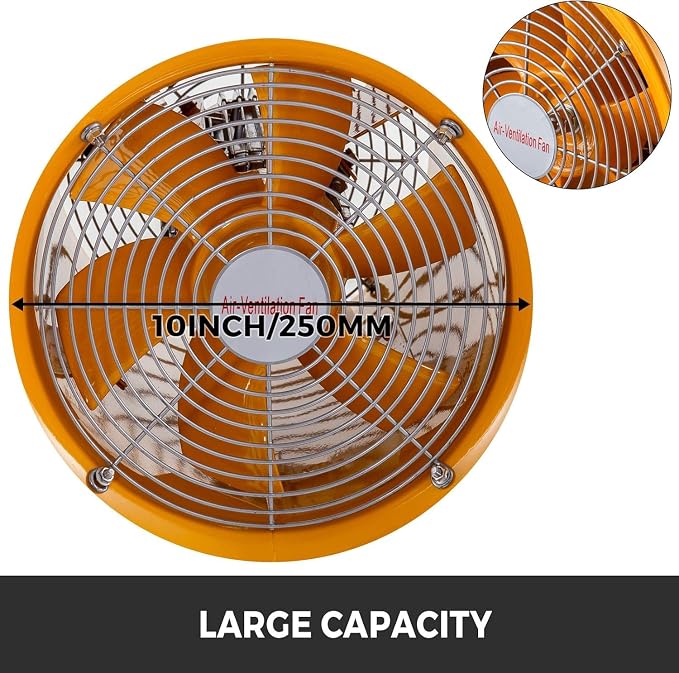 VEVOR Explosion Proof Fan 10 Inch, 350W, Industrial Portable Ventilator Blower/Exhaust with 9.8ft Light Cord -No Plug