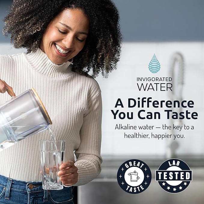 Invigorated Water PH001 Ultra NSF Certified Alkaline Water Filter Replacement for Pitchers & Dispensers, BPA-Free, Reduces Chlorine, Copper & Heavy Metals, Raises pH, 96 Gallons/Filter (3-Pack, White)