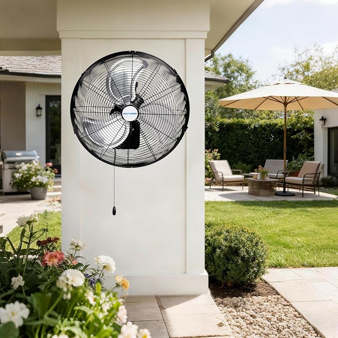 BILT HARD 20 in. Wall Mounted Outdoor Fan with 4750 CFM, 3-Speed Heavy Duty Industrial Outdoor Weatherproof Fan for Commercial, Garage, Patio and Gazebo