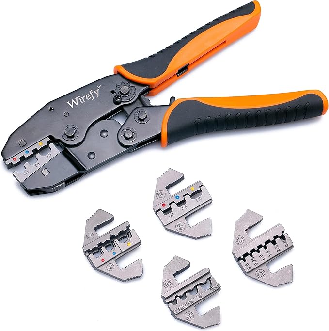Wirefy Crimping Tool Set 5 PCS - Ratcheting Wire Crimper - for Heat Shrink, Nylon, Non-Insulated Connectors, Ferrule Terminals