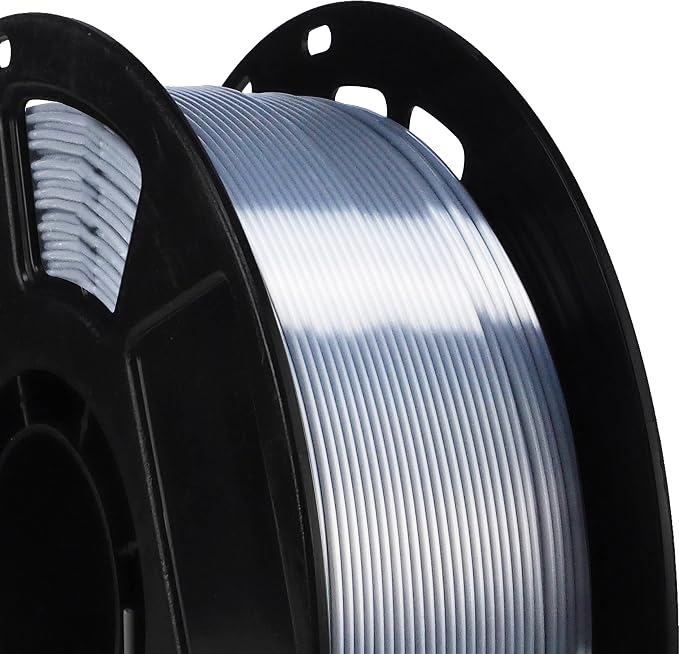 1.75mm Silk Pearlescent Metal Silver Shiny PLA Filament, 1kg 3D Printing Material Widely Support for FDM 3D Printer, Pack with Extra Filament Sample by BBLIFE