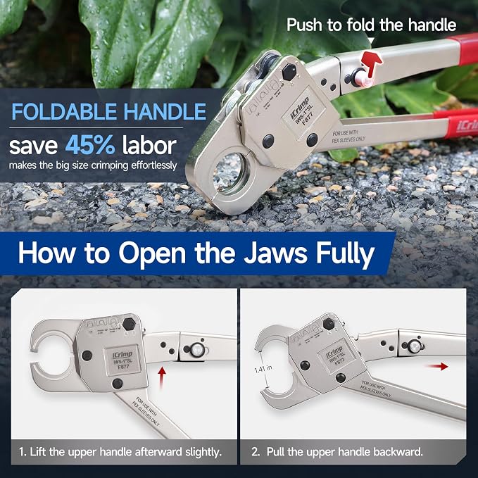 iCrimp 1-Inch Angle Head PEX Crimping Tool for Stainless Steel Press Sleeves - F877 Press Fit Tool, Compatible with Press Connect Systems