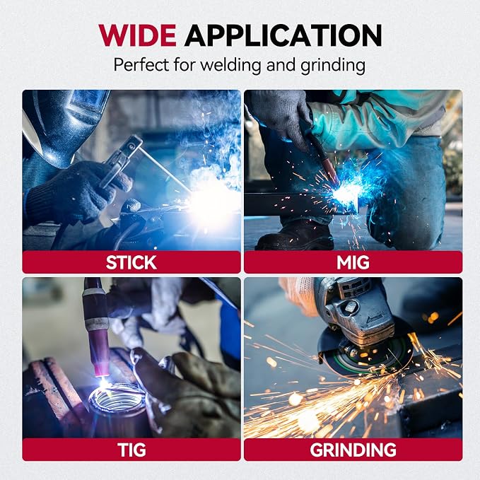 ARCCAPTAIN Large Viewing Screen 3.93"X3.66" Welding Helmet, True Color 1/1/1/1 Solar Power Auto Darkening Welding Hood with 4 Arc Sensor, Wide Shade 4/5-9/9-13 for TIG MIG ARC, Grey