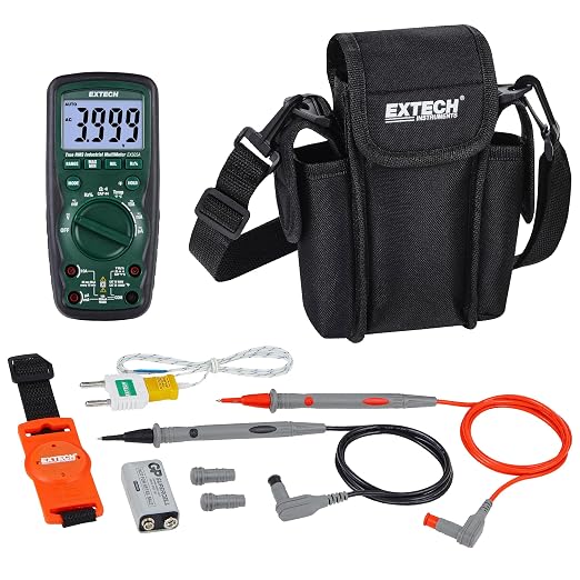 Extech EX505A Heavy Duty True RMS Multimeter (6000 Count) | AC/DC to 1000V, current, resistance, capacitance, frequency, Type K, IP67, 2m drop, magnetic strap