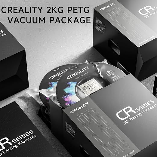 Official Creality PETG 3D Printer Filament 1.75mm 2KG (4.4lbs), High Precision, Strong Toughness, Odorless, Better Flow, Moistureproof 3D Printing CR PETG Filament, White+White