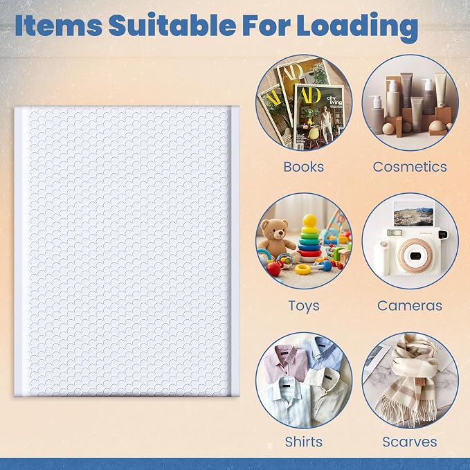 Fuxury Bubble Mailers 10x13 Inch White 250 Pack Bulk Padded Envelopes Thick Mailing Envelopes Bubble Opaque Padded Mailers Shipping Bags for Mailing Book Makeup Small Business