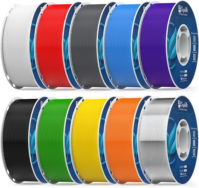 PETG Filament 10KG Color Mix Bundle – 10 Rolls Bundle, 1.75mm ±0.03mm High Precision, High Toughness & Heat Resistance, Compatible with FDM 3D Printers