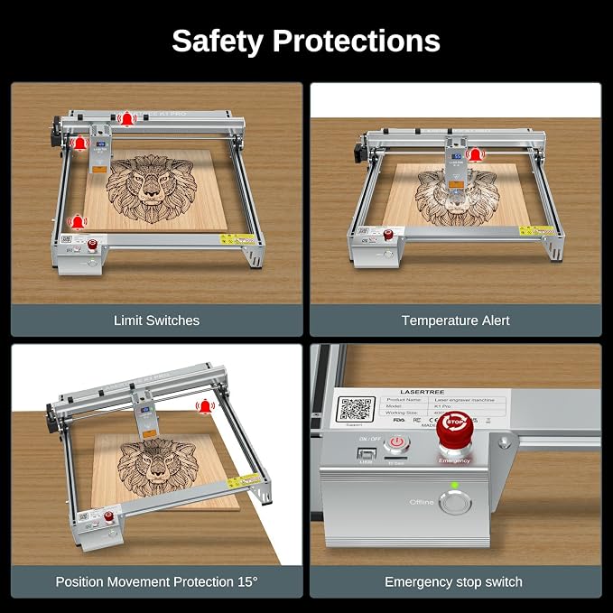 LASER TREE Laser Engraver, 40000mW（40W）Output Power Laser Engraver Machine, High Precision Laser Cutter and Engraver for Wood & Metal Paper Acrylic Glass Leather etc, Class 4 (Basic)
