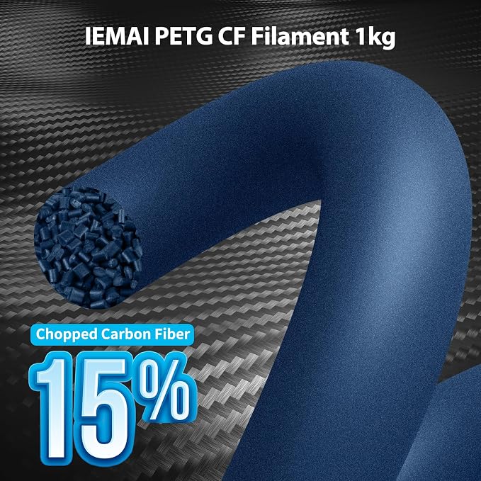 IEMAI Carbon Fiber PETG Filament 1.75mm Matte Blue 1KG, PETG-CF 3D Printer Filament with Dimensional Stability & Low Warpage, High Stiffness, Heat Resistant, Easy Print