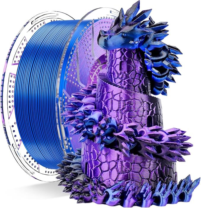 Chitu Systems Conjure Tricolor Silk PLA Filament, Christmas Black Blue Purple Filament, Using Reusable Spool Compatible with Bambu Lab Refill Filament, 1.75±0.02 mm 3D Printer Filament 1KG/2.2lb