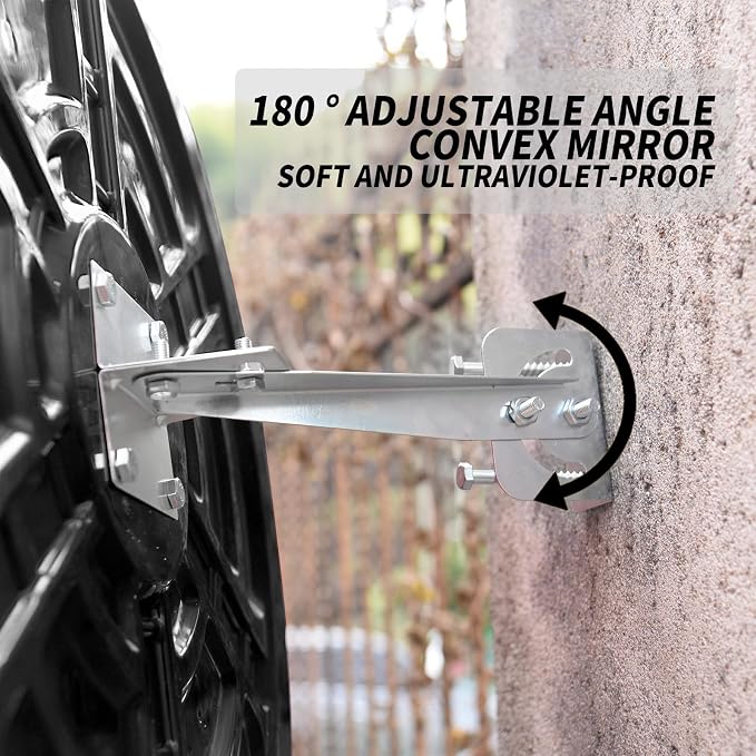 2 Pack 24 inch Security Mirror, Corner Security Blind Spot Mirror with Adjustable Wide Angle View for Garage,Warehouse,Parking Indoor Use (Black)