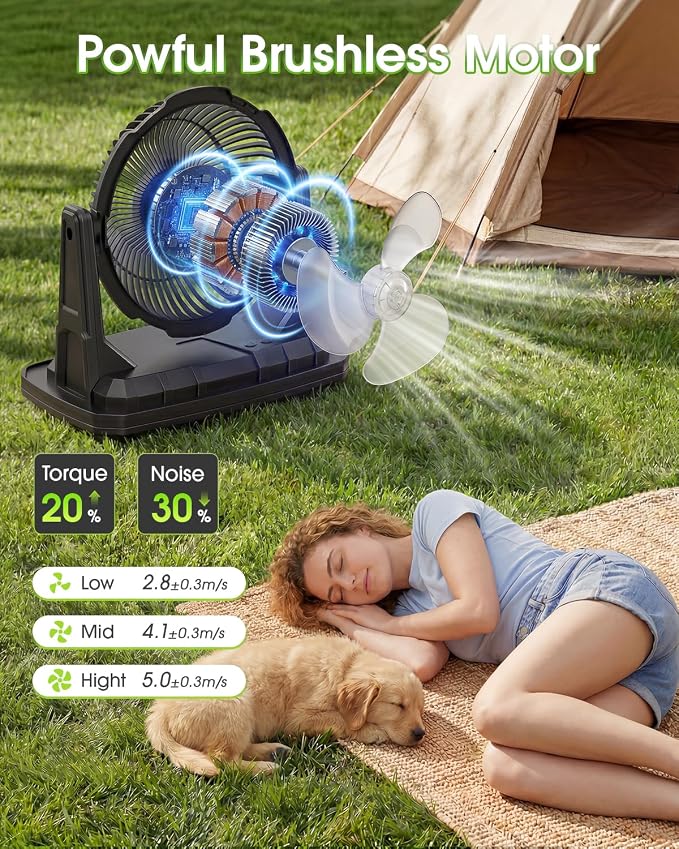 Ausic 2026 Upgraded 10″ 9L Oscillating Portable Misting Fan With Light, [Max 55Hrs] Golf Cart Mister Fan for Outside Patios, Outdoor Rechargeable Battery Operated Water Cool Fan-3 Spray Misters