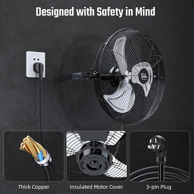 Simple Deluxe 18 Inch Industrial Wall Mount, Max 4200 CFM 3 Speed Commercial Ventilation Metal Fan for Warehouse, Greenhouse, Workshop, Patio, Factory and Basement - High Velocity