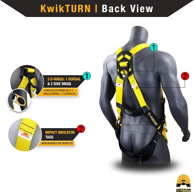 KwikSafety - Charlotte, NC - RATTLER [COMBO] 6 ft Safety Lanyard, 3 D-Ring Safety Harness, Tool Lanyard, ANSI Single Leg Shock Absorbing Lanyard Snap Hooks Fall Protection