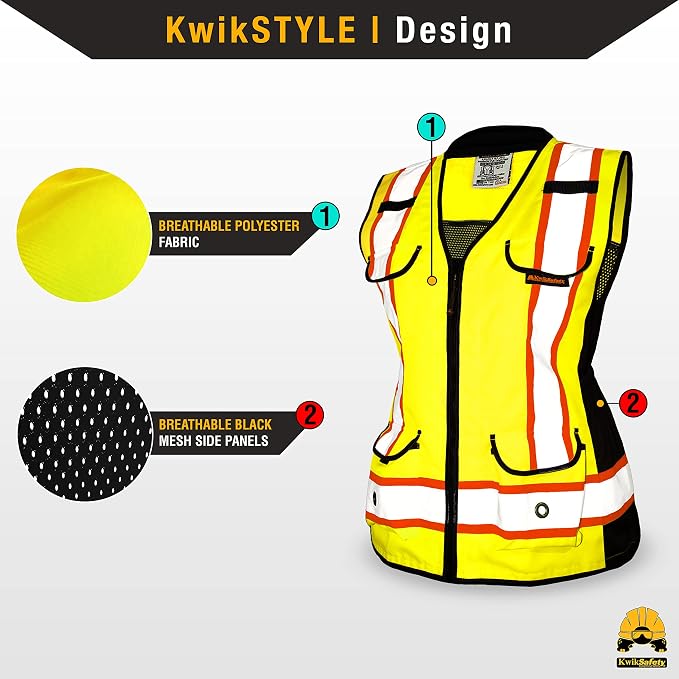 KwikSafety - Charlotte, NC - GODMOTHER (LOOSE FIT) Class 2 & Class 3 Safety Vest for Women [TABLET POCKET] ANSI OSHA