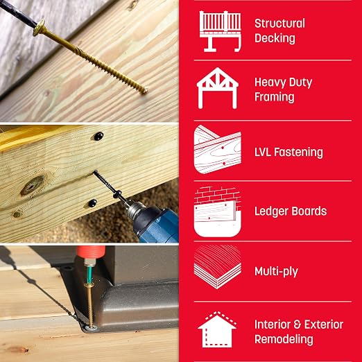 GRK Fasteners RSS™ 5/16 x 4 Inch, Rugged Structural Screws, 400 PCS, Rust Resistant Climatek™ Coating, Interior and Exterior Use, Heavy-Duty Framing & Decking Screws, Fast Bite Tip with Star Drive