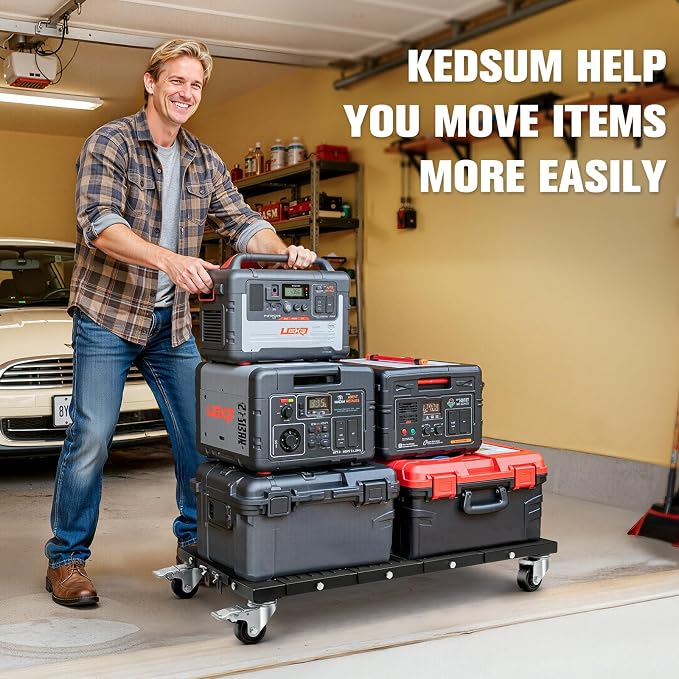 KEDSUM 2200LBS Furniture Dolly with Panel, Heavy Duty Appliance Dolly with 100% Thicken Steel Frame, Flat Movers with Brake System, All Terrain Used for Moving, Warehouse, 31 in. x 17 in.