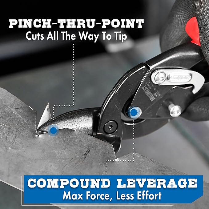 MIDWEST Blackout Series Aviation Snip - Left Cut Offset Tinner Shears, Made in the USA - MWT-6510LO