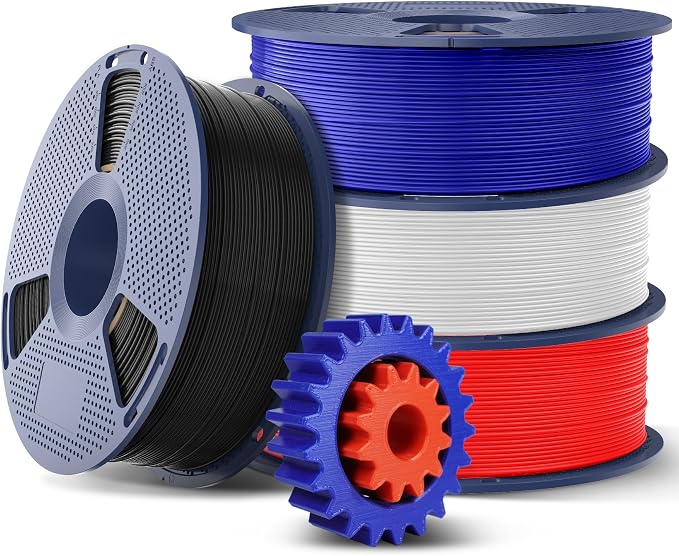 SUNLU 4KG High Speed ABS Filament, 1KG Spool, (Black+White+Klein Blue+Red) | 350mm/s Rapid ABS 3D Printer Filament 1.75mm, Heat Resistance, Excellent Toughness, Fast Printing