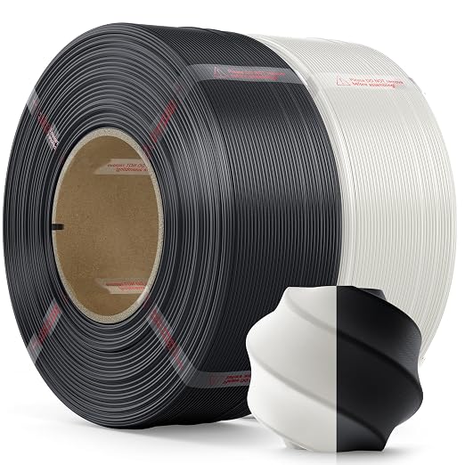 PLA Filament 1.75mm PLA 3D Printer Filament(Refill),2kg Refill for Reusable Spools(4.4lbs),Premium Quality 3D Printing Filament for Bambu lab 3D Printers,Black+White