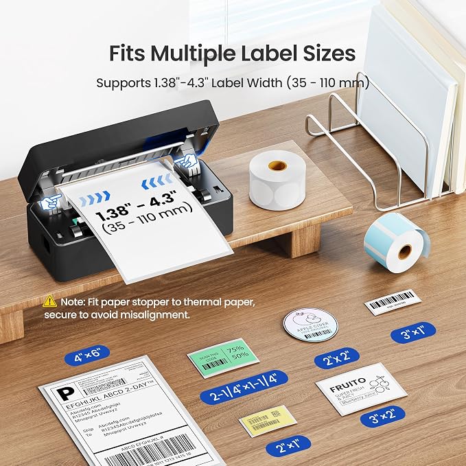 Bluetooth Thermal Shipping Label Printer, 4x6 Portable Thermal Label Printer for Small Bussiness, Compatible with iPhone, Android, Windows & Mac, Widely Used for USPS UPS Amazon Shopify Etsy