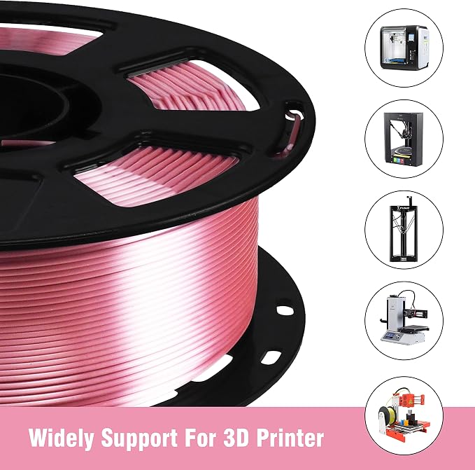 1.75mm Silk Rose Gold PLA Pink Pearlescent Shining 3D Printing Material, 1kg 2.2lbs 3D Plastic Material, Widely Support for FDM 3D Printer, Easy to Print by BBLIFE