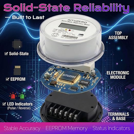 Digital Electric Sub Meters for Landlords, 120/240V CL200 Single Phase 3 Wire, Electricity Usage Meter, Power Energy Meter, kWh Sub Meter, ANSI Form 2S Electric Submeters for RV Power, Rental Units