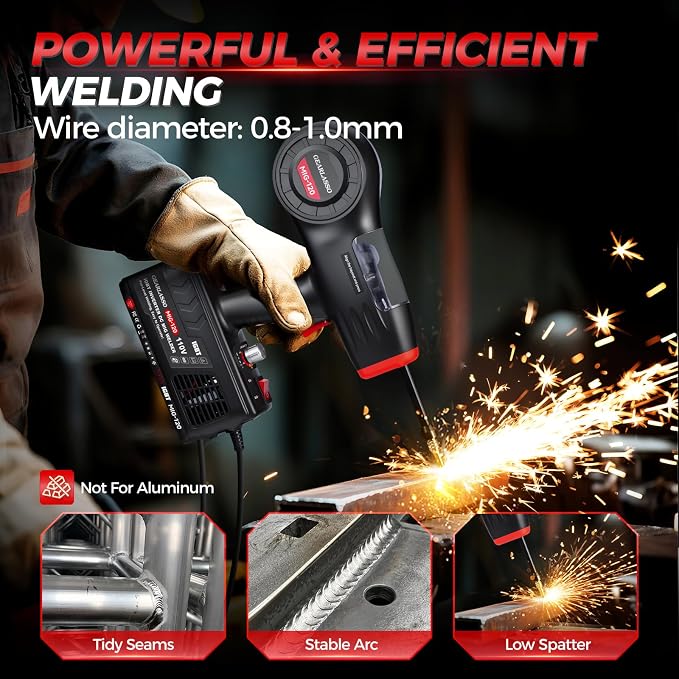 Handheld MIG Welder Machine 110V, 20-120A Flux Core Portable Welding Machine Portable Flux MIG Welding Machine Gasless MIG Welding Equipment