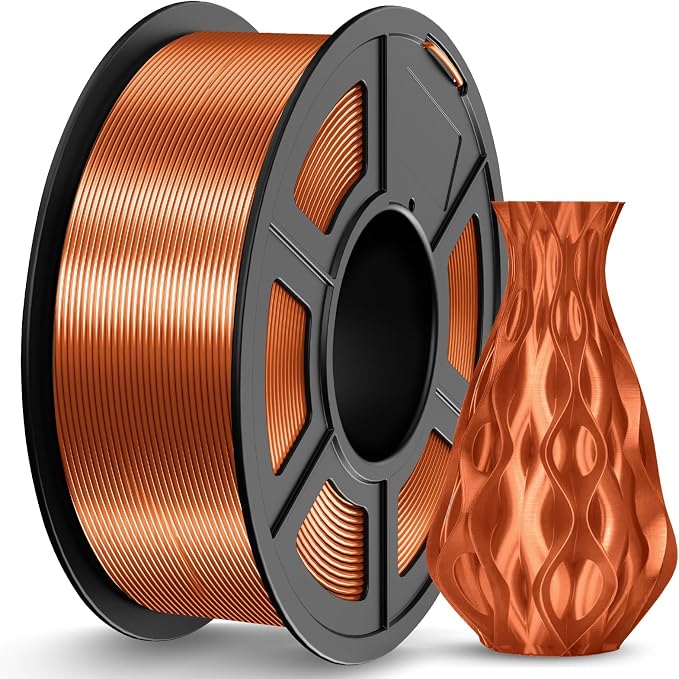 JAYO Silk PLA Filament 1.75mm Copper 1.1kg, Metal-Like Shiny PLA, Smooth Silky Finish, Easy to Print, Accuracy +/- 0.02mm, Fits for Most FDM 3D Printers