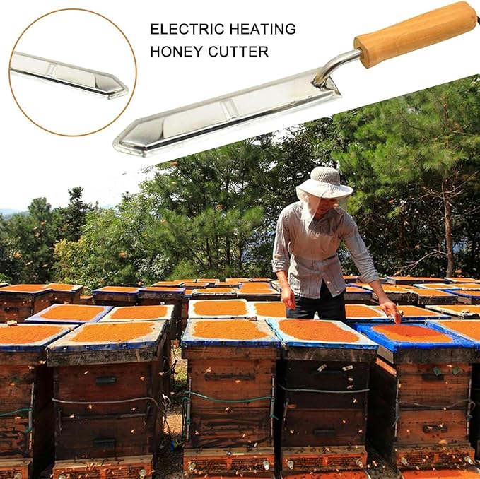 Electric Honey Extractor Uncapping Knife Beekeeping Tools Honey Scraper Cutter with Wooden Handle for Beekeeper Supplies,110V