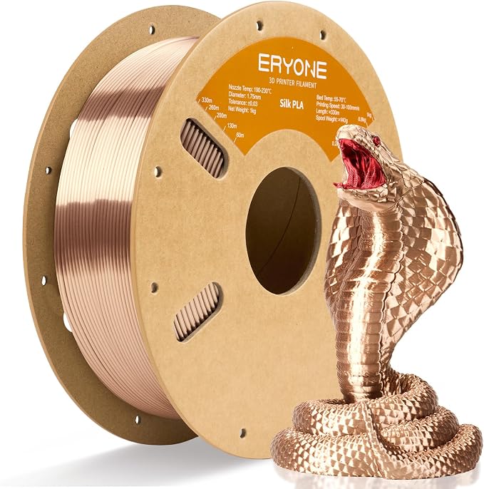 ERYONE Silk PLA Filament for 3D Printer 1.75mm +/- 0.03mm, Shiny Filament 1kg (2.1lbs)/Spool, Desert Titanium