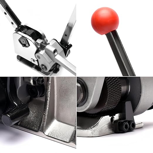Steel Banding Strapping Kit, Manual Edge Banding Trimmer Machine, Metal Banding Strapping Tool for 1/2"-3/4" Metal Packing Strap, High Strength Strap Tensioner Sealer for High Tensile Pallet Packaging