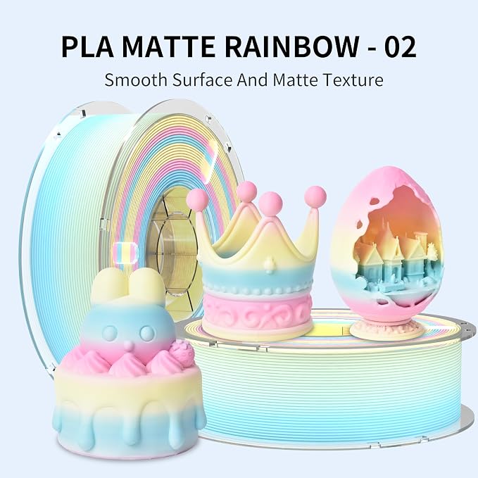 RAMBERY Matte Rainbow 3D Printer Filament 1.75mm 1kg Matte PLA Filament Fast Color Change Yellow Blue Pink 3D Printing Accessories