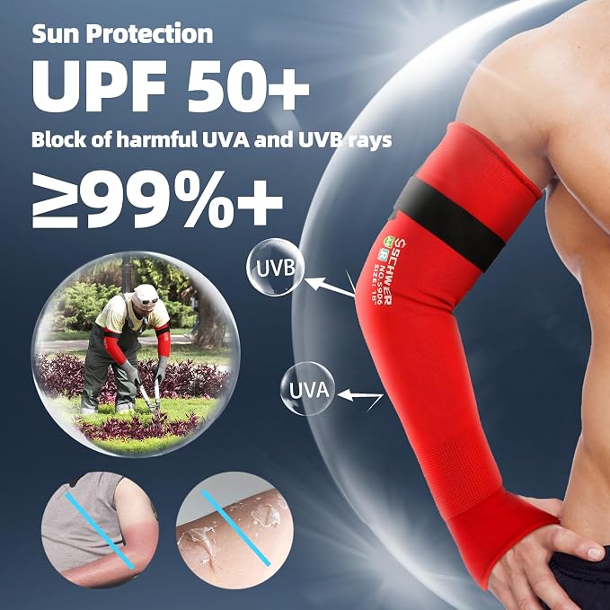 Schwer AIR-SKIN ANSI A6 Cut Resistant Arm Sleeves for Men & Women S906, Non-PFAS Arm Protectors for High Risk Work, UPF50+ UV Protection Cooling Gardening Sleeves for Farming, Lightweight, Breathable